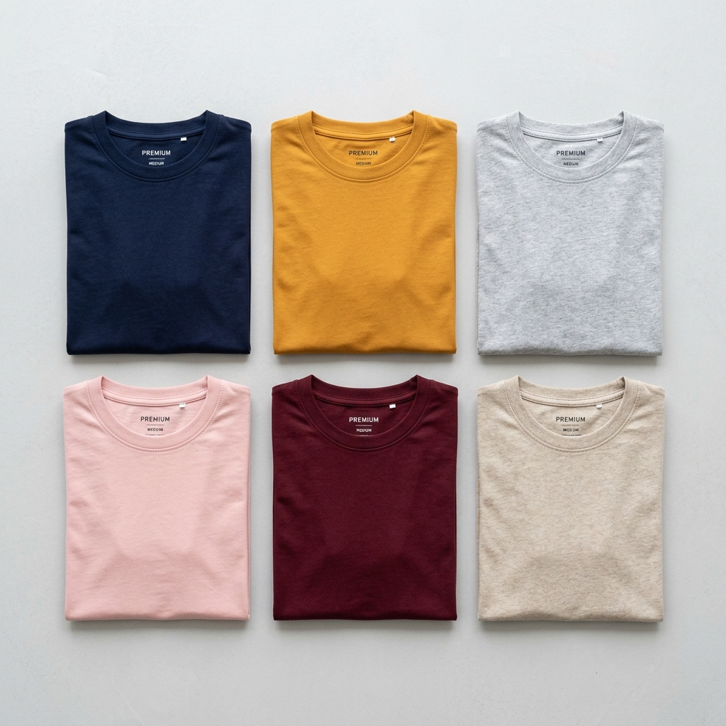 Full spectrum of blank t-shirt colours
